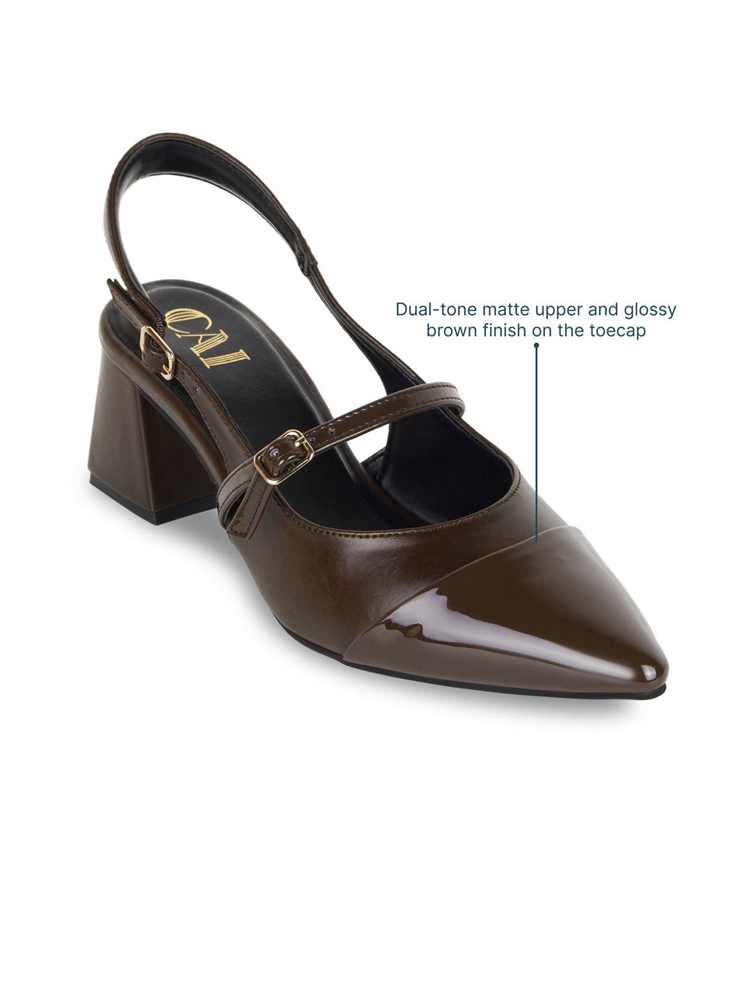 CAI Dual brown mary jane heels - back view