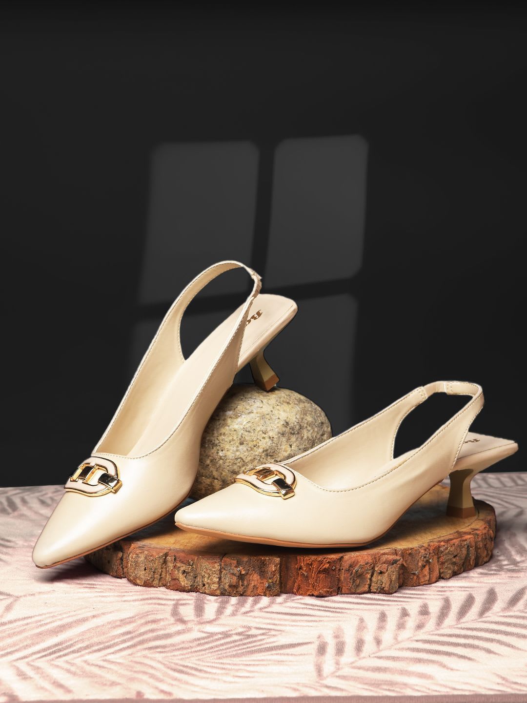 Bata Women Kitten Heeled Pumps with Western - Embellished - default view