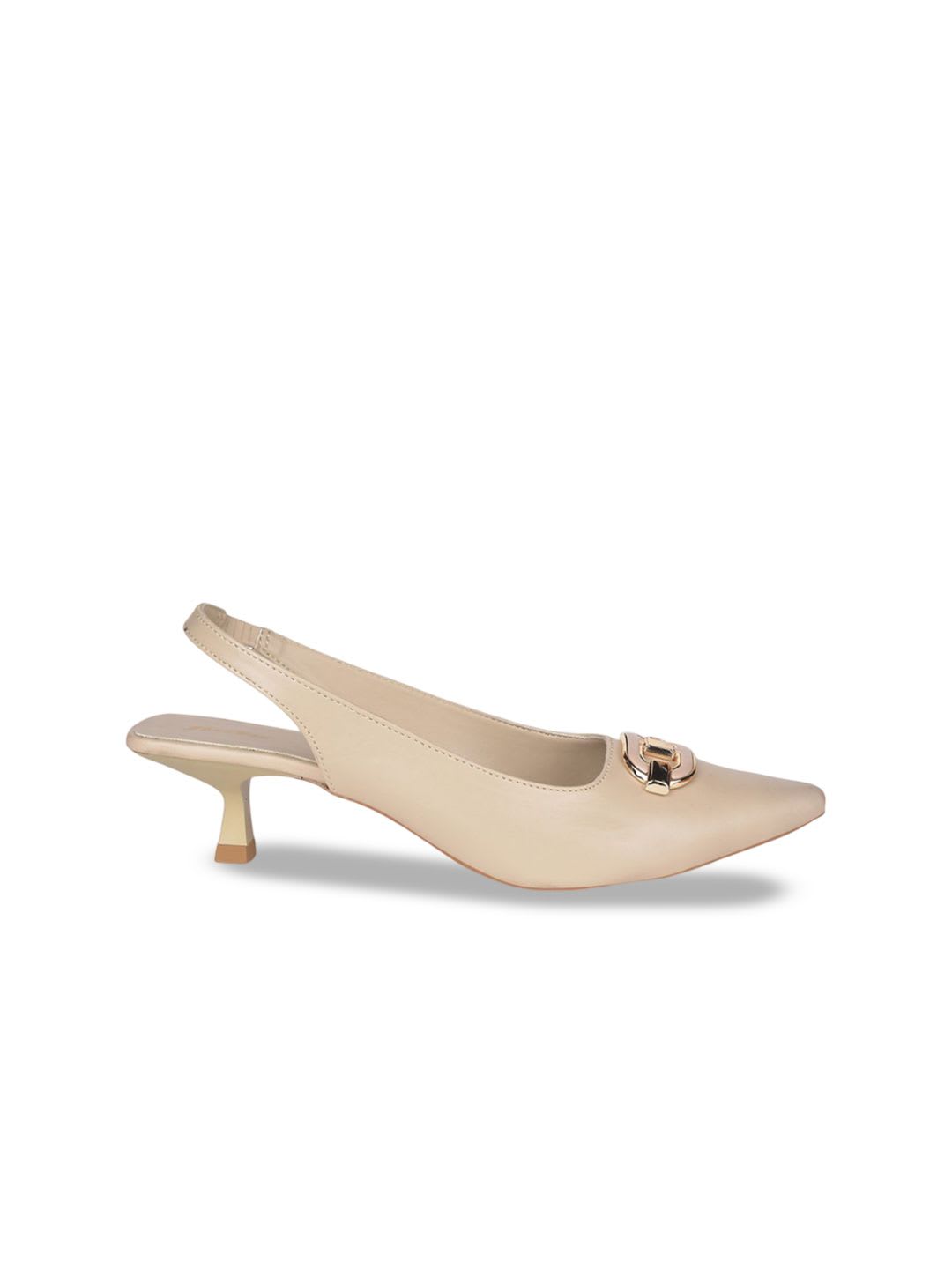 Bata Women Kitten Heeled Pumps with Western - Embellished - right view