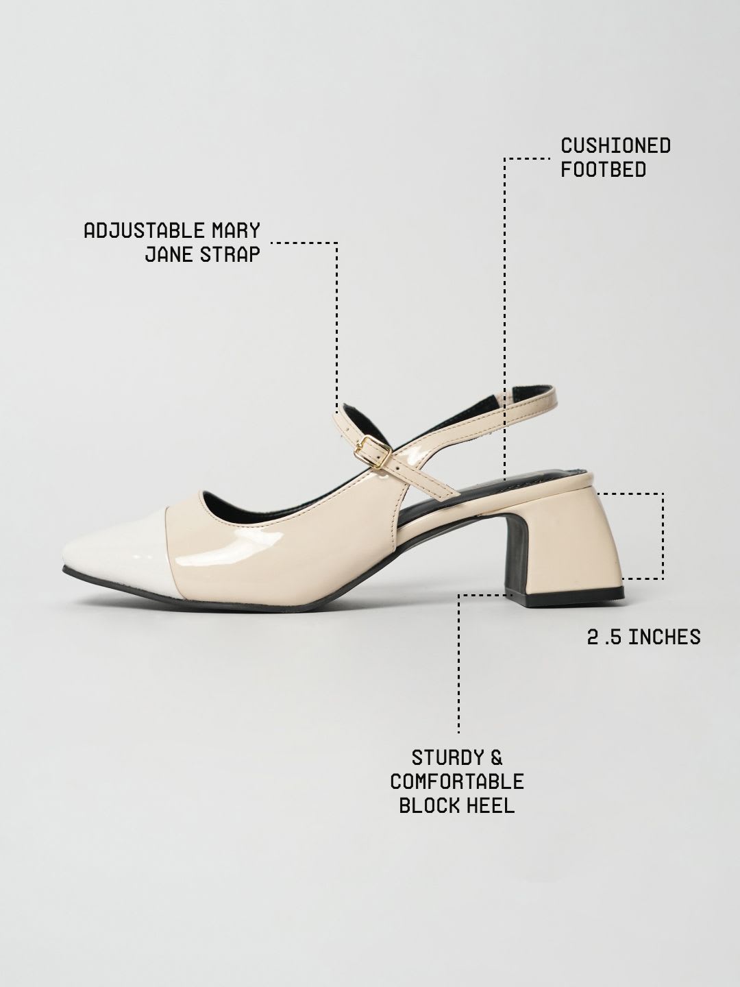 Theater Women Twiggy Club Paradise White & Beige Mary Jane Slingback Block Heels - back view