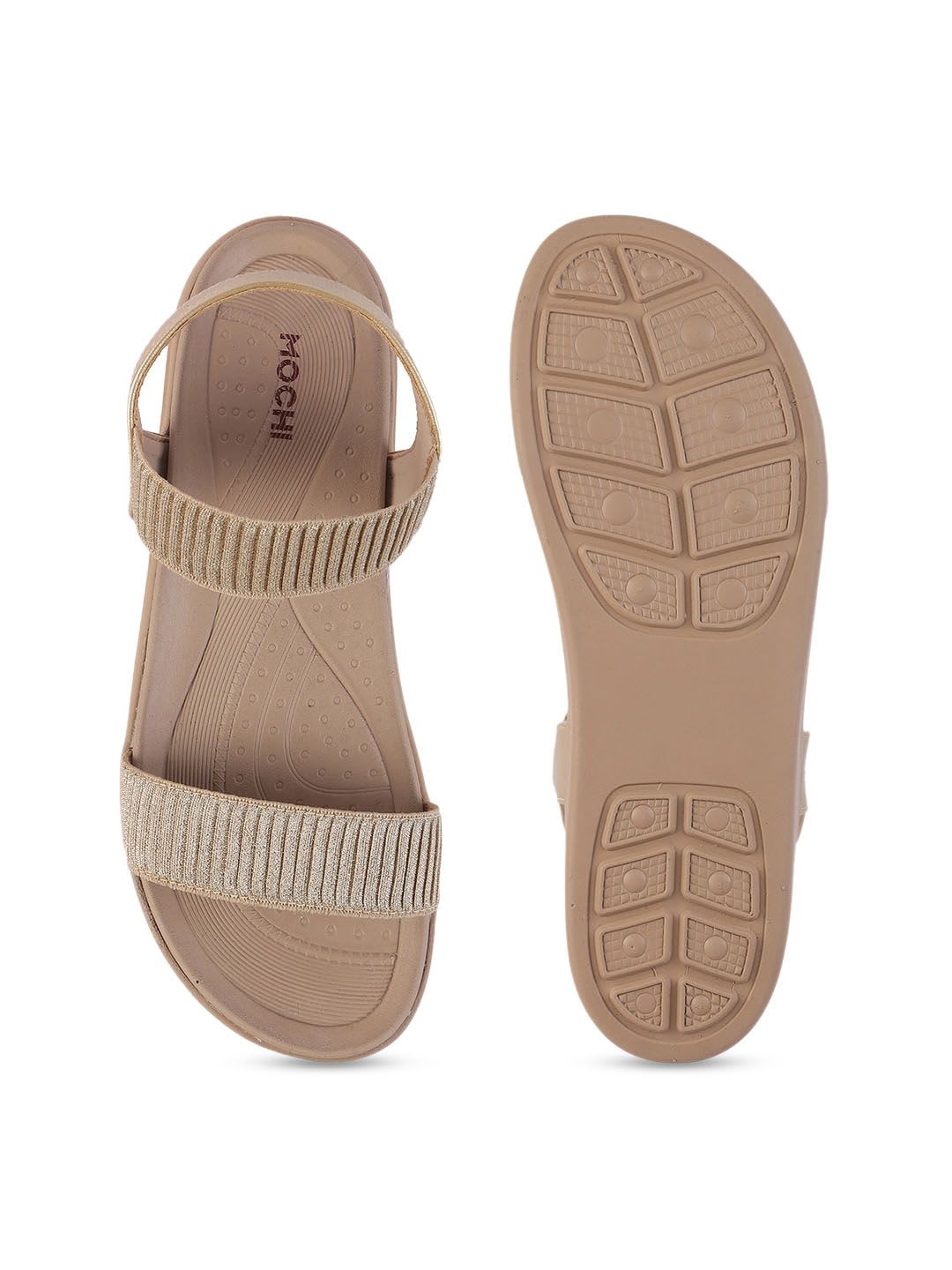Mochi Womens Gold-Toned Embellished Open Toe Comfort Platfrom Heel Sandal - left view