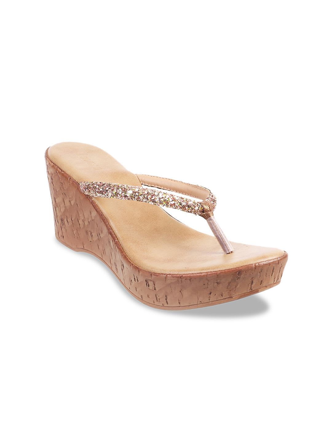 Mochi Gold-Toned Embellished T-Strap Wedge - default view