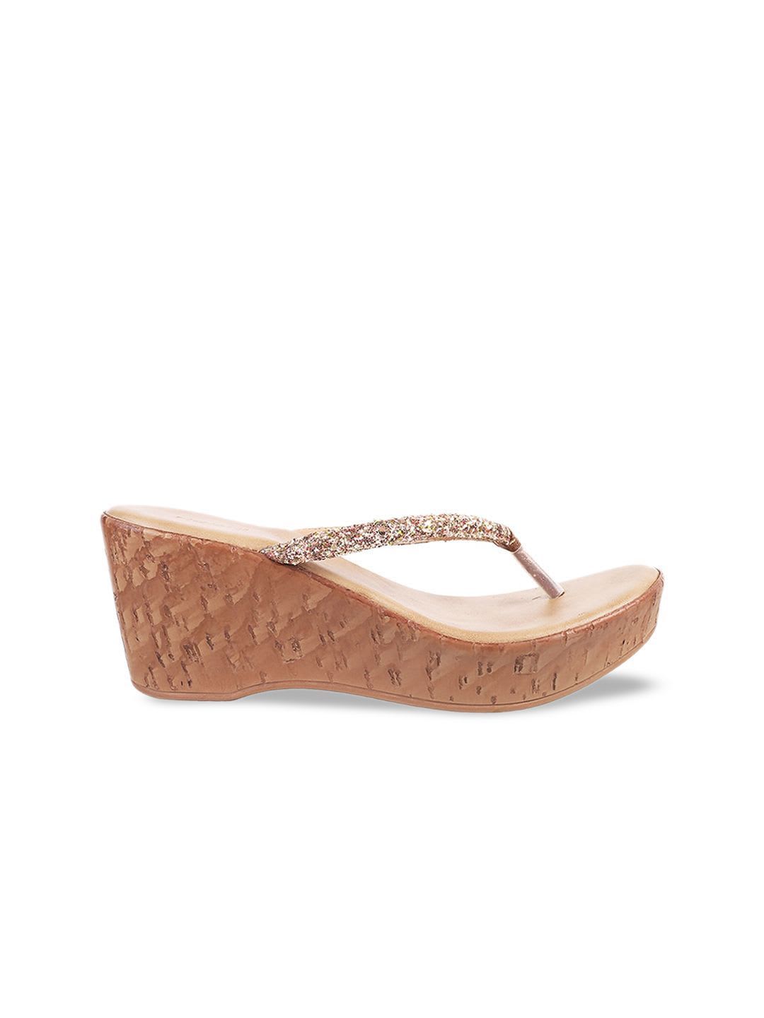Mochi Gold-Toned Embellished T-Strap Wedge - back view