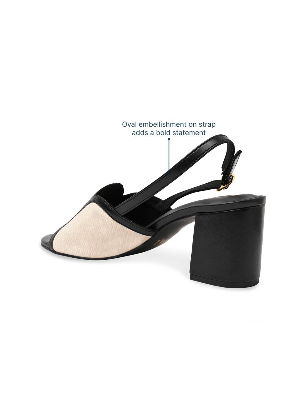 CAI Black Canvas Oval Heel - back view