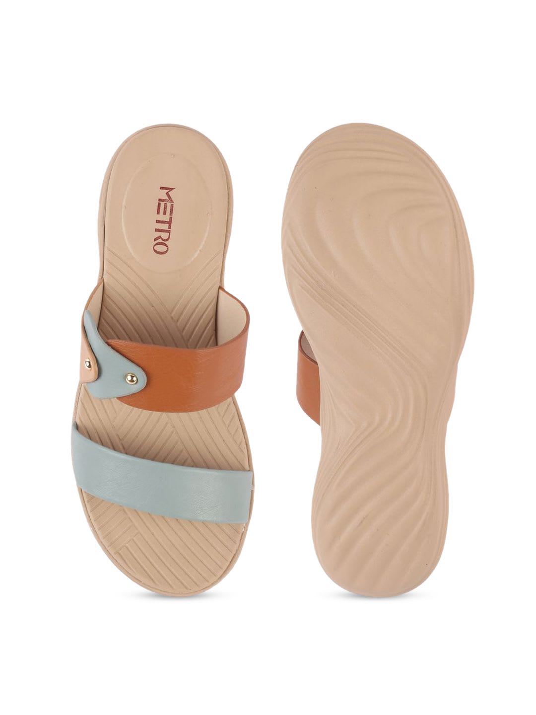 Metro Womens Beige Comfort Strapy Open Toe Wedge Heel - left view