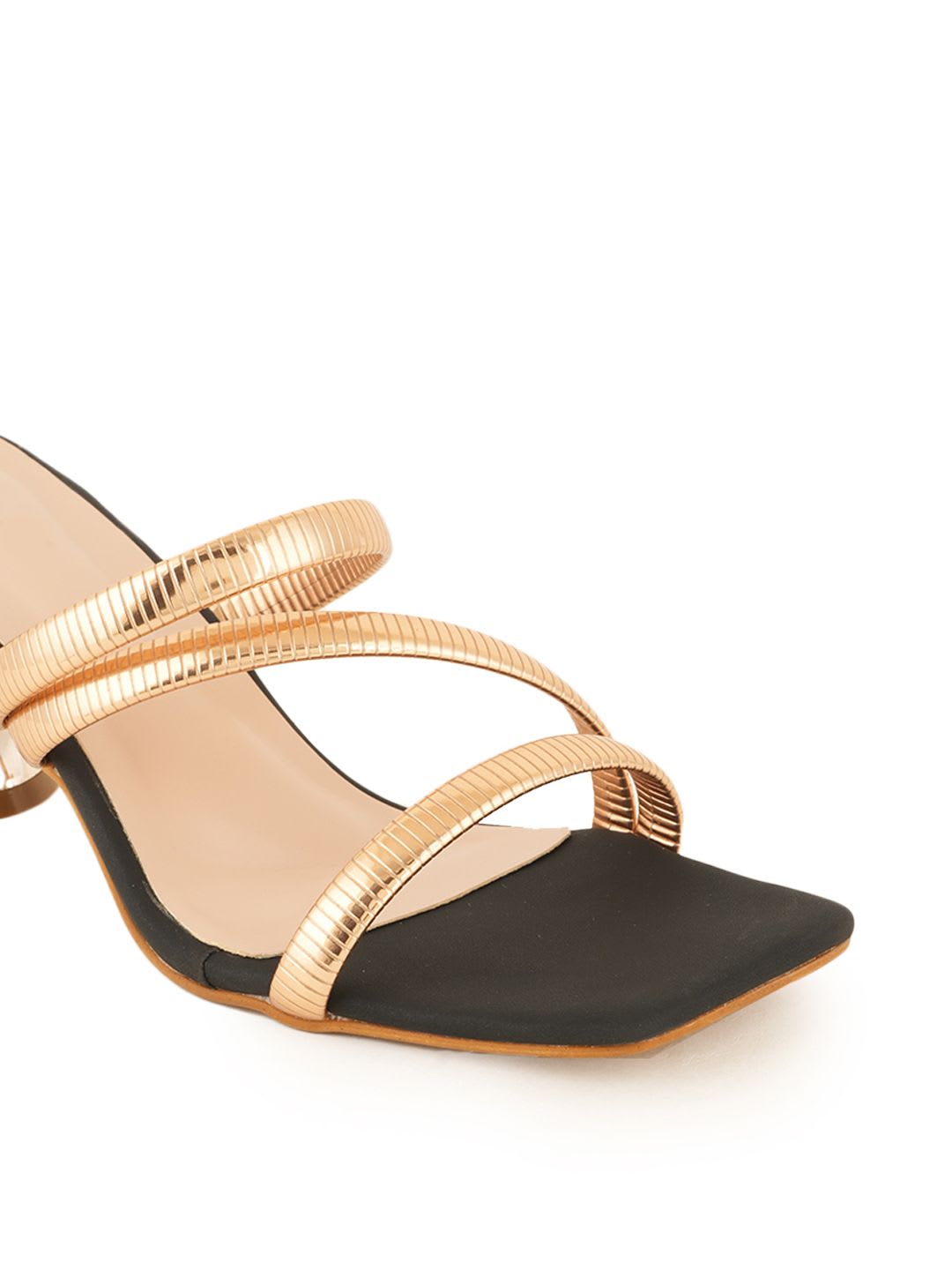 MOZAFIA Women Colourblocked Kitten Heels Sandals with Laser Cuts - right view