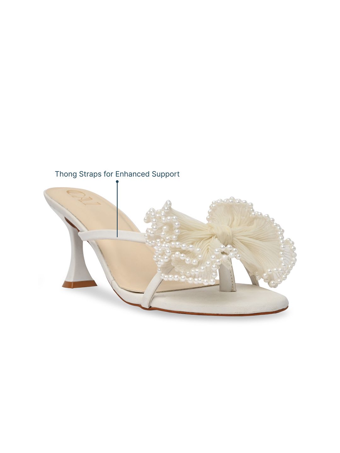 CAI Women White Ruffle Heels - back view