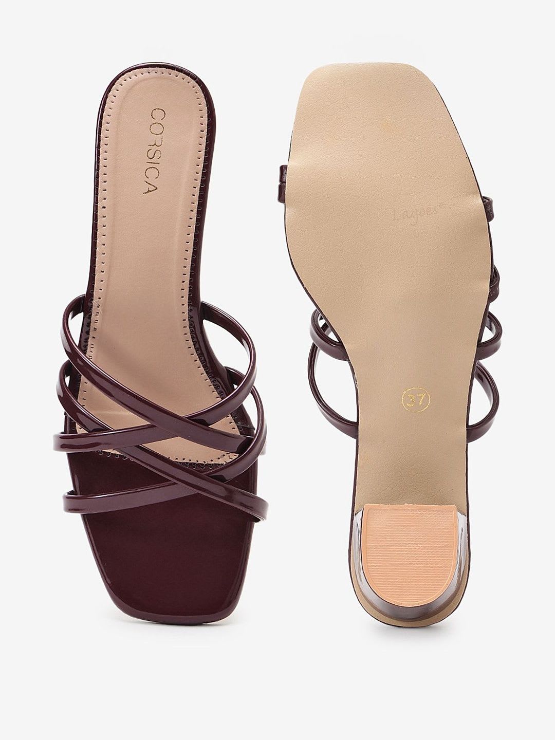 CORSICA Striped Party Block Sandals - left view