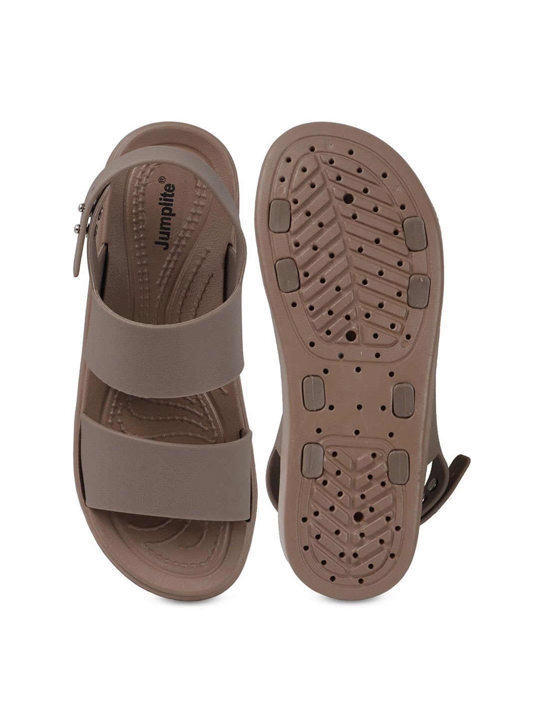 JUMPLITE Women Open Toe Textured Flatform Heels With Backstrap - left view