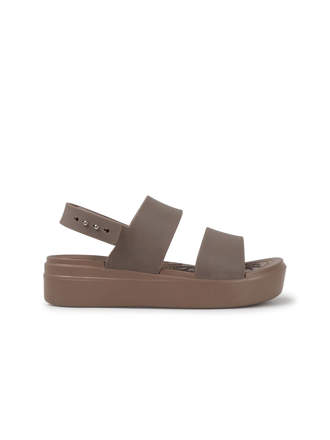 JUMPLITE Women Open Toe Textured Flatform Heels With Backstrap - right view