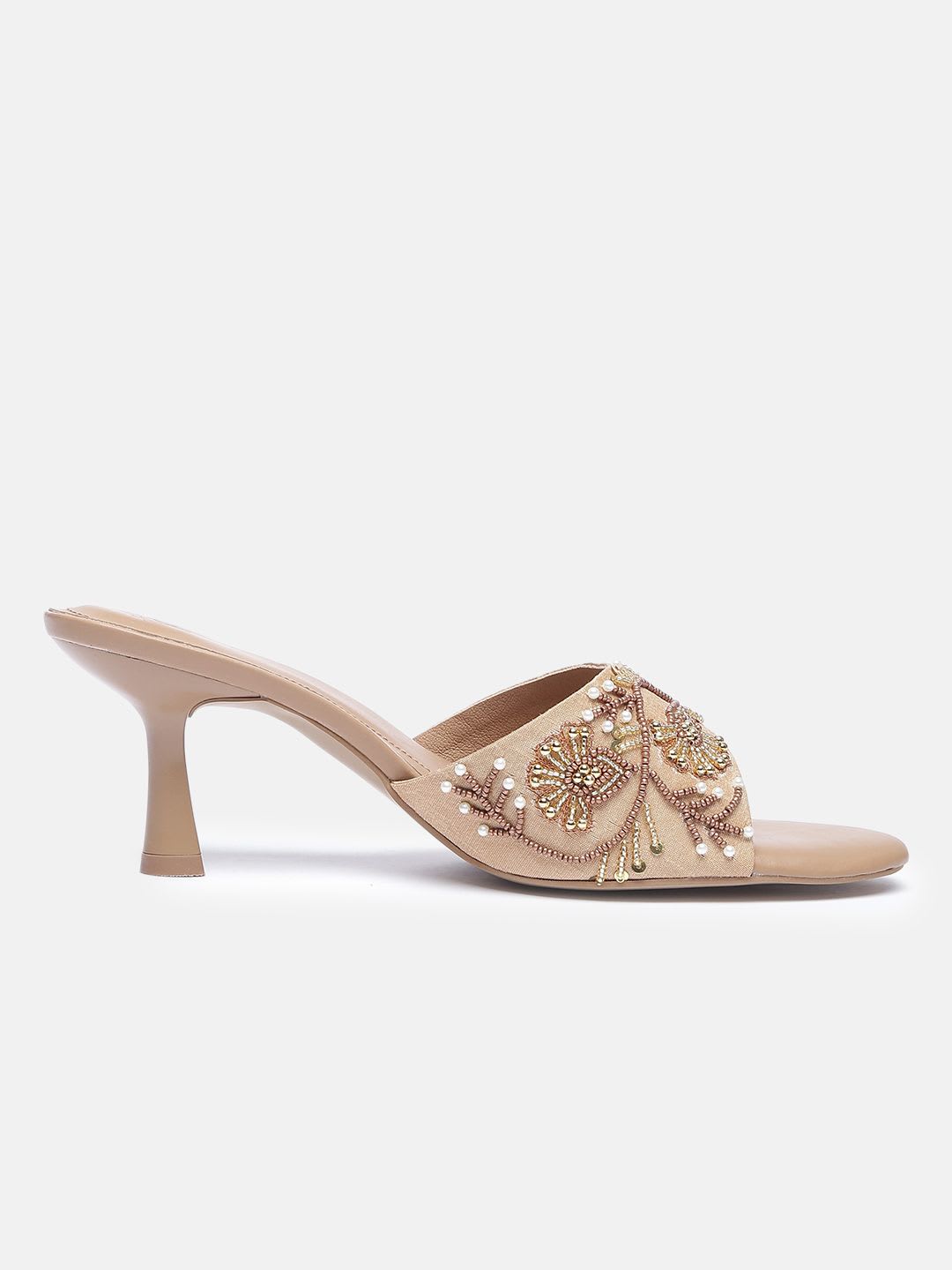 House of Pataudi Embellished Slim Heeled Mules - back view