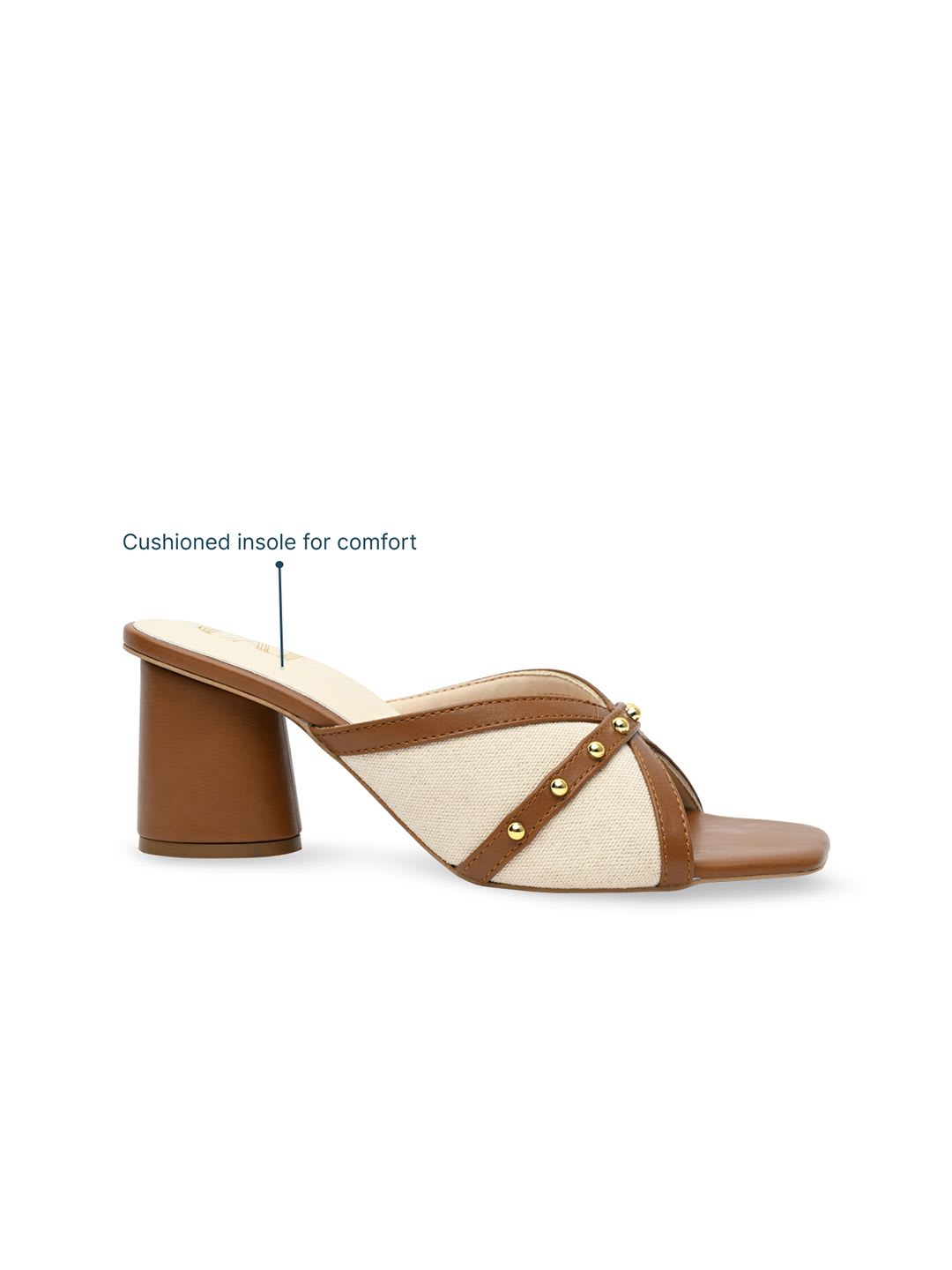CAI Women Canvas Rivet Tan Heels - back view