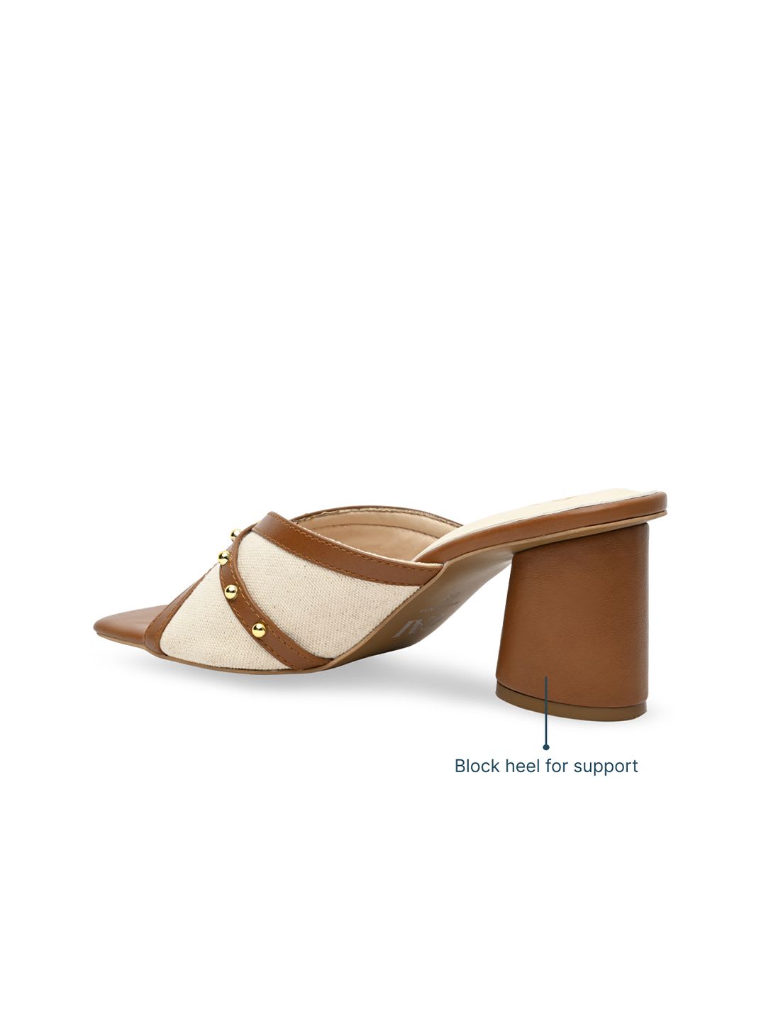 CAI Women Canvas Rivet Tan Heels - left view