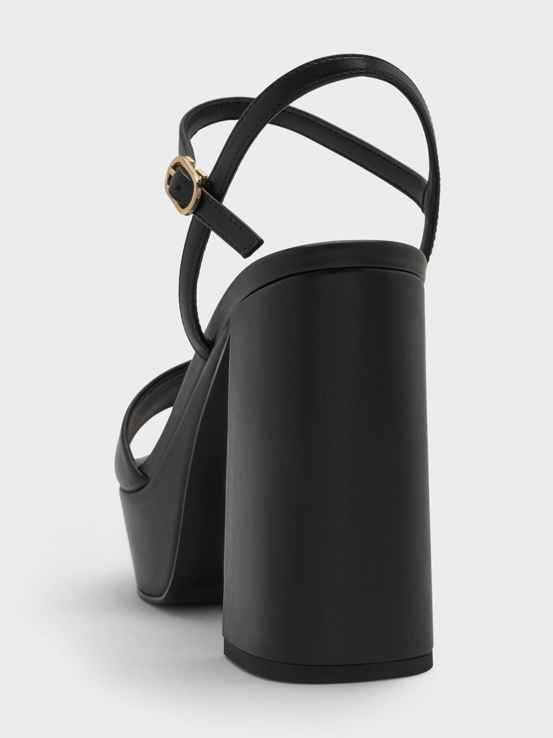 Charles & Keith Faux Suede Block-Heel Platform Sandals - left view