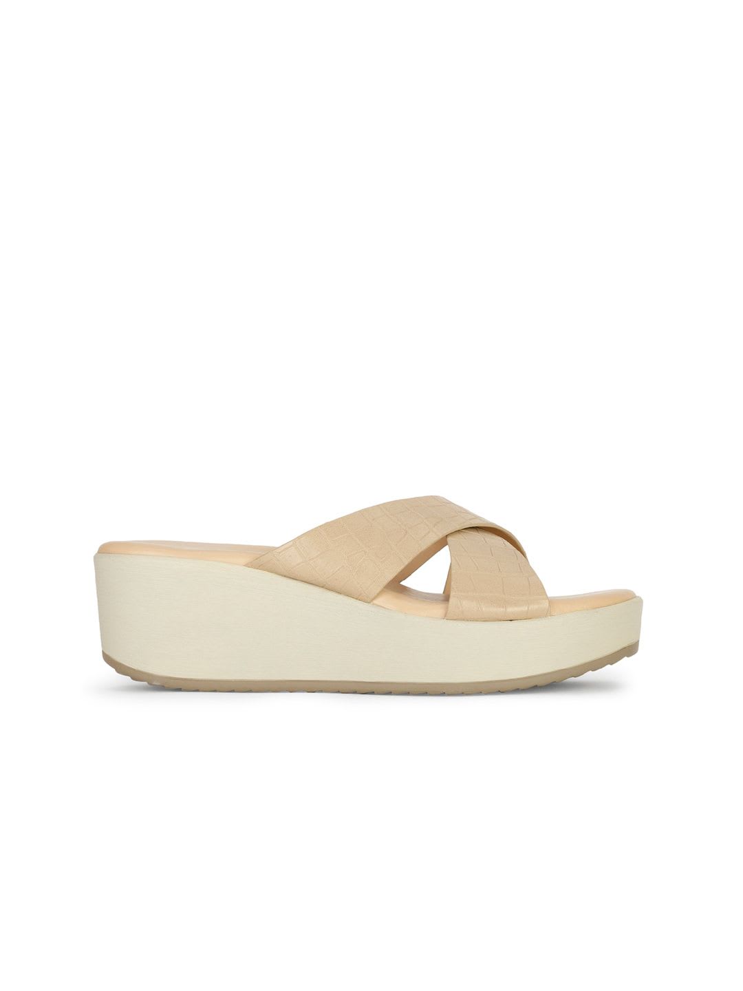 Bata Textured Open Toe Wedge Heels - back view