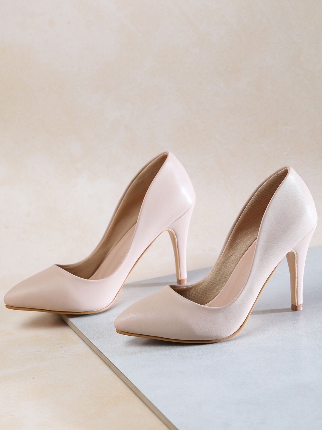 Shezone Cream-Coloured Stiletto Pumps - default view