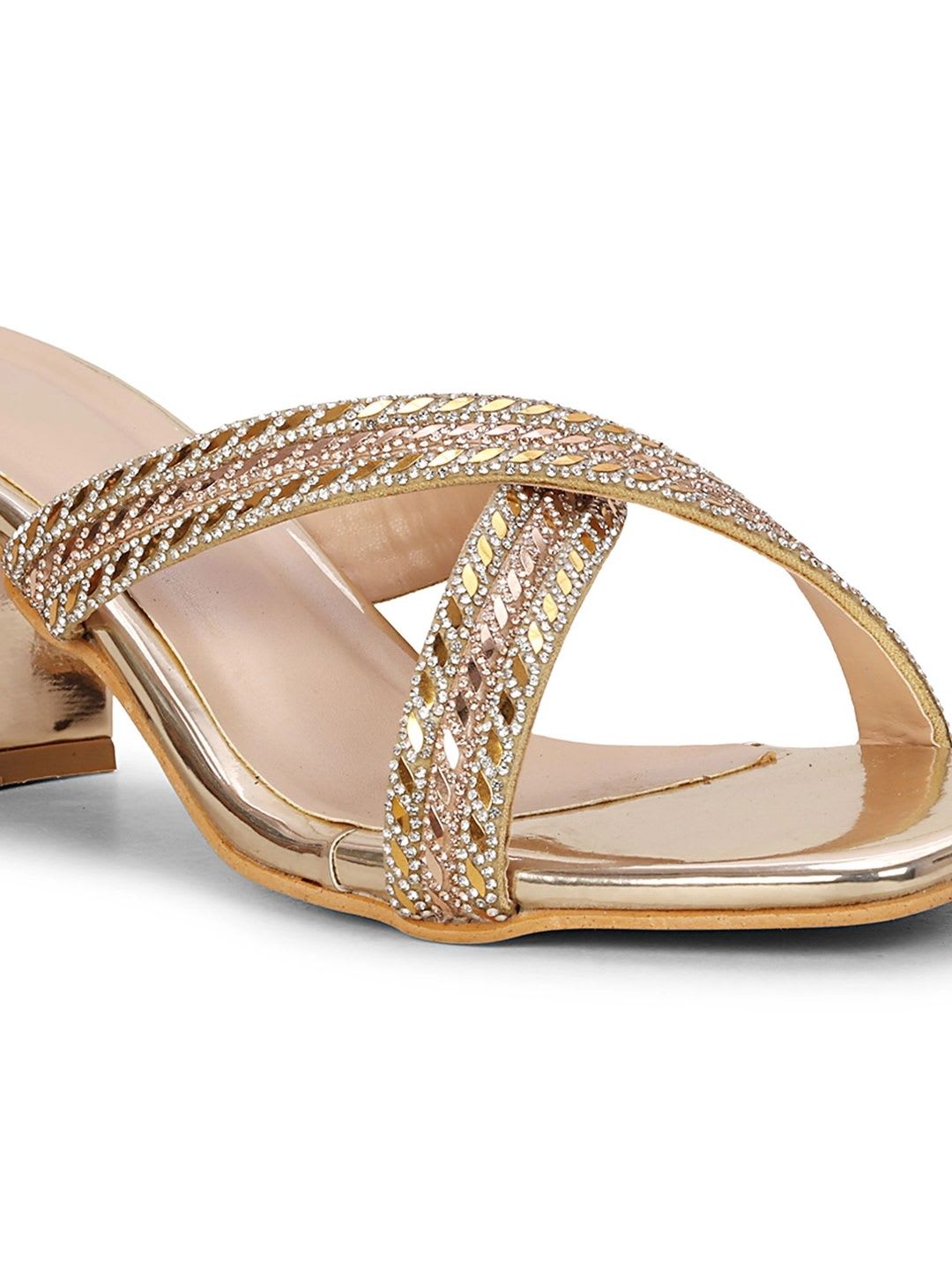 Anouk Embellished Ethnic Block Mules - left view