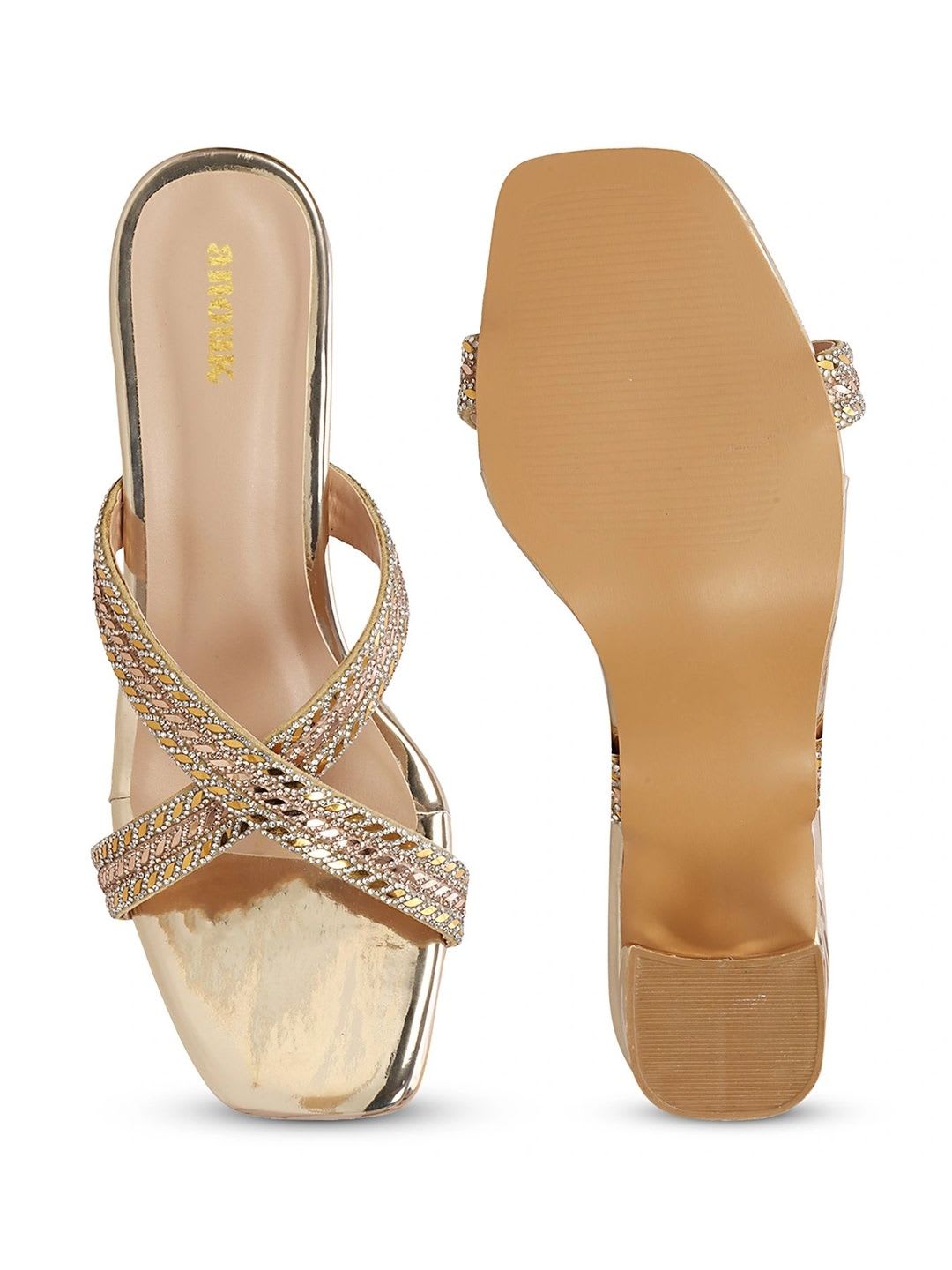 Anouk Embellished Ethnic Block Mules - right view