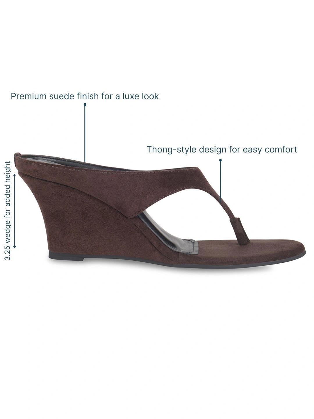 CAI Suede Wedge Sandals - back view