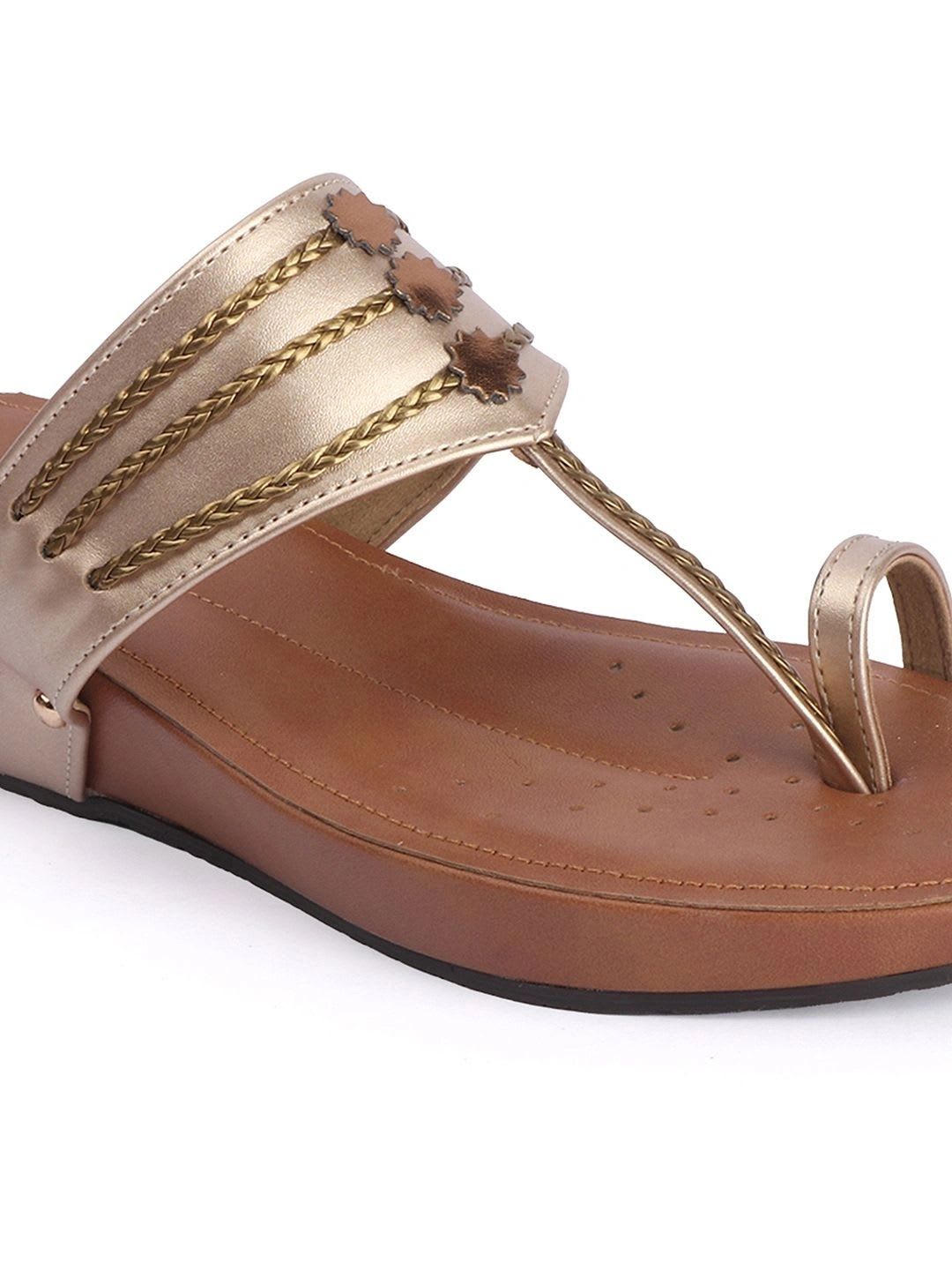 D Shoe Lounge Textured Ethnic Wedge Sandals - left view