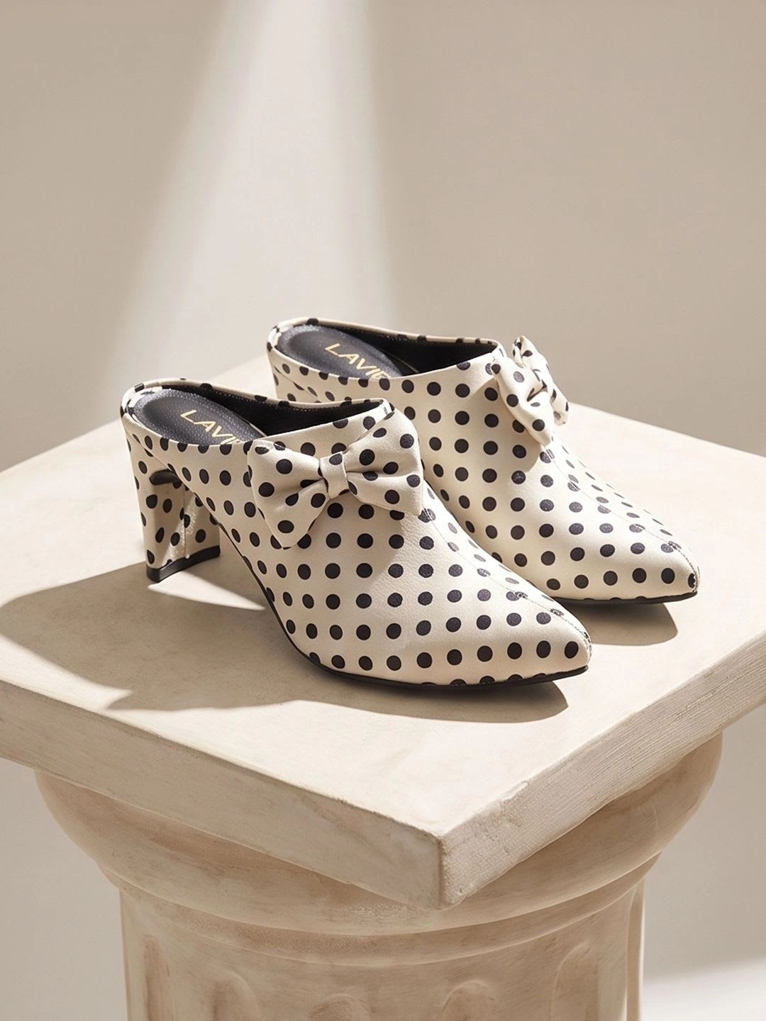 Lavie Printed Block Mules with Bows - right view