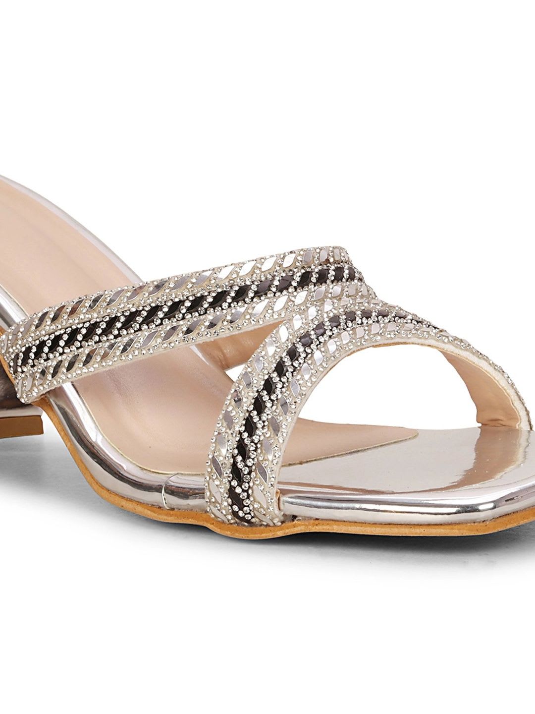 Anouk Embellished Ethnic Block Mules - left view