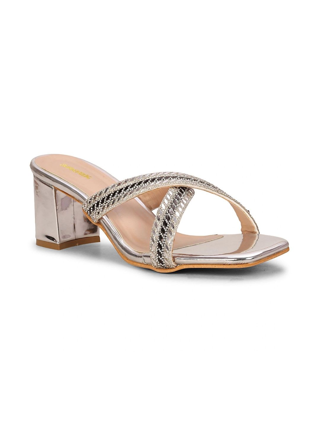 Anouk Embellished Ethnic Block Mules - back view