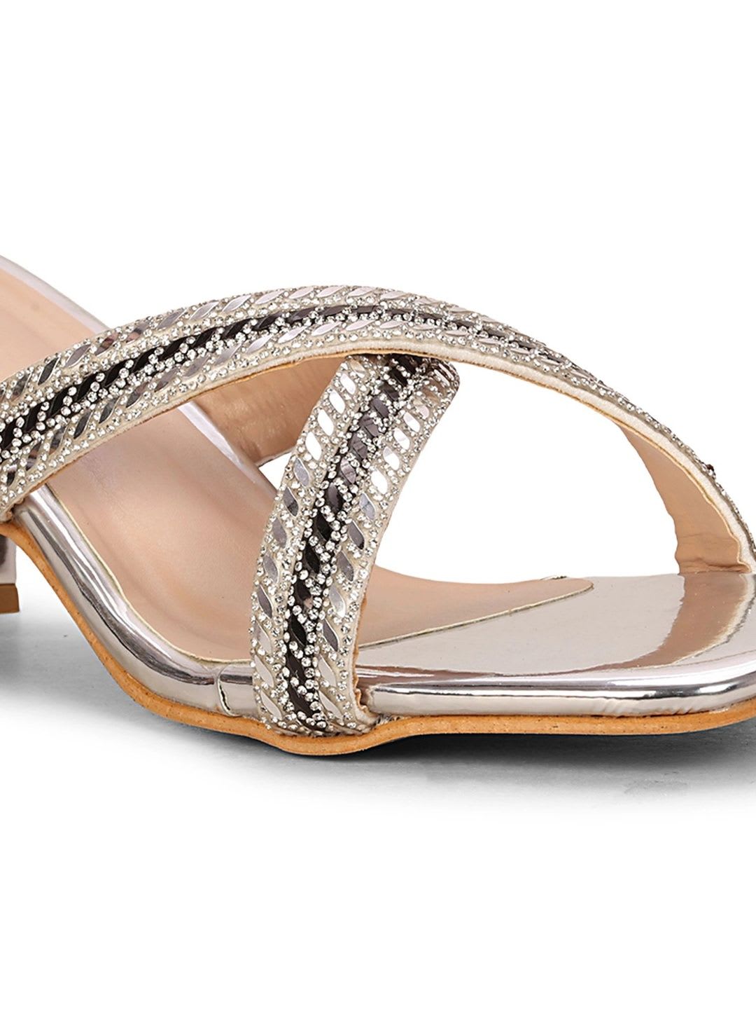 Anouk Embellished Ethnic Block Mules - left view