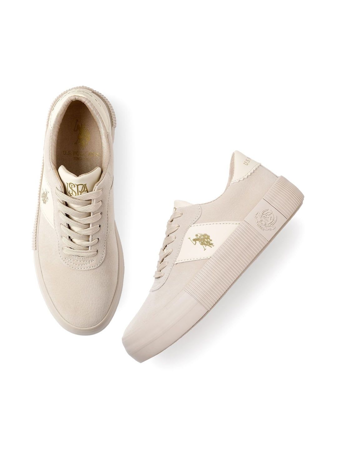 U.S. Polo Assn. Women Cordela 3.0 Beige Sneaker Shoes for Women - back view