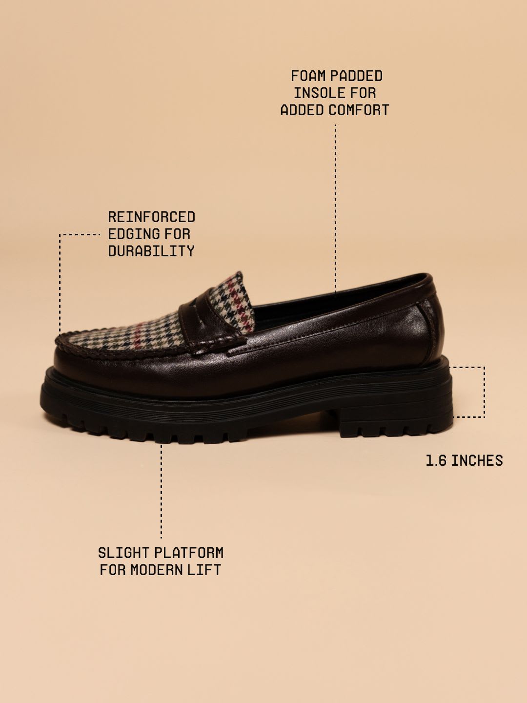 Theater Women Dr Storm Brown Tweed Penny Loafers - back view