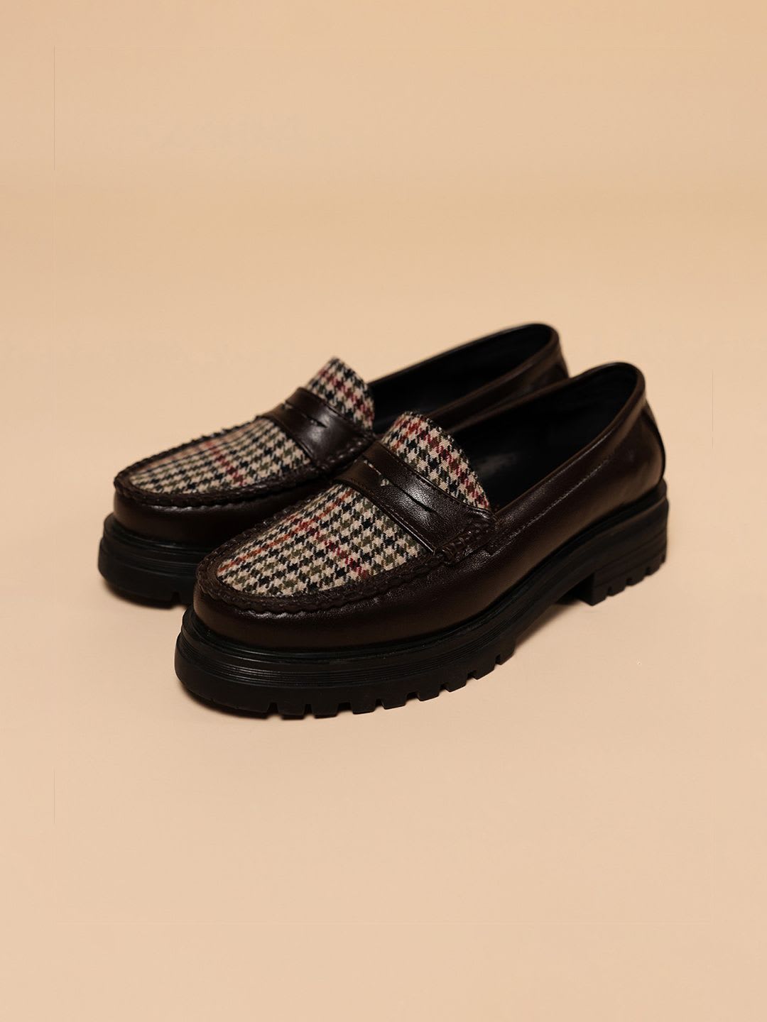 Theater Women Dr Storm Brown Tweed Penny Loafers - left view