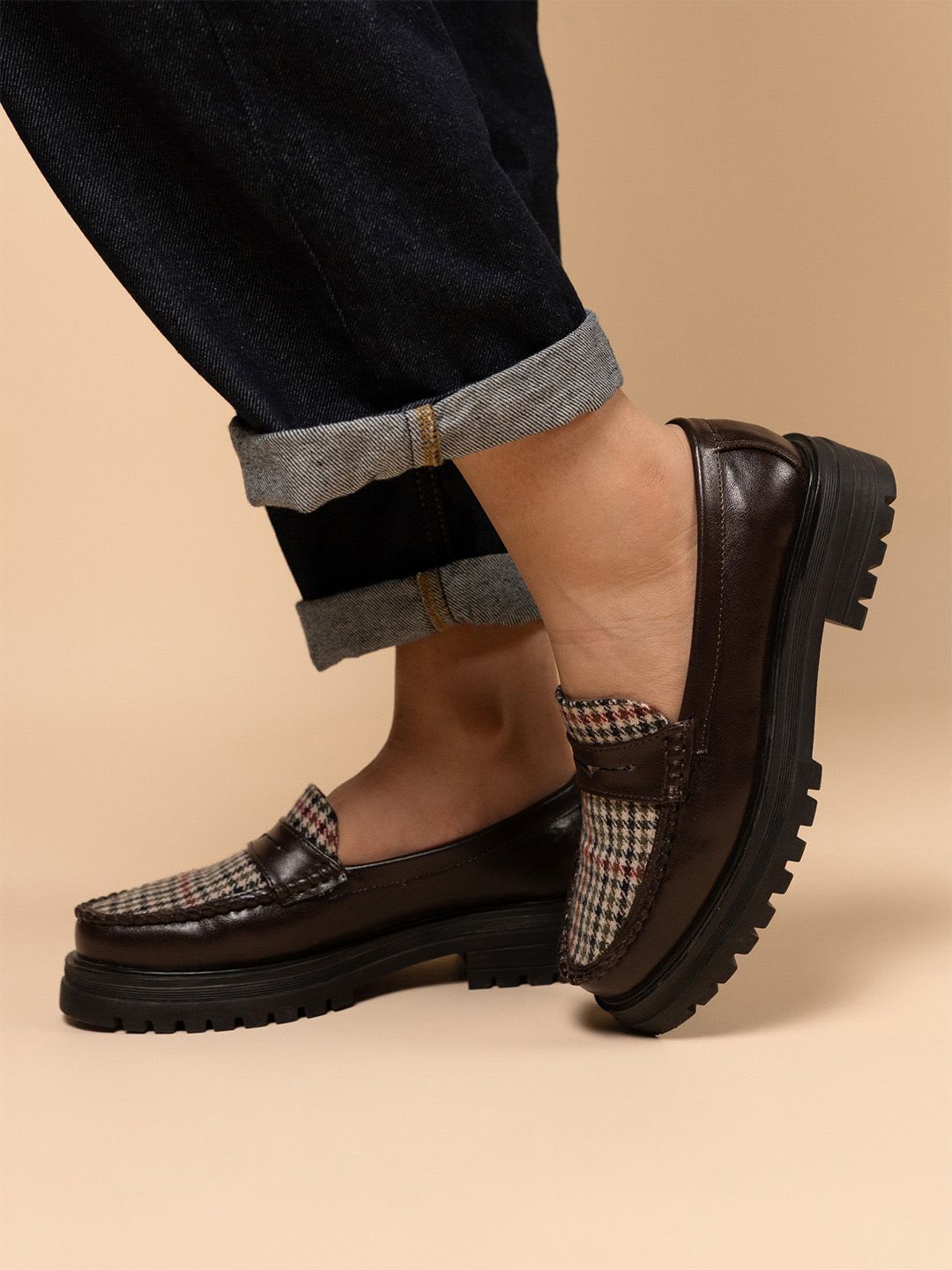 Theater Women Dr Storm Brown Tweed Penny Loafers - right view