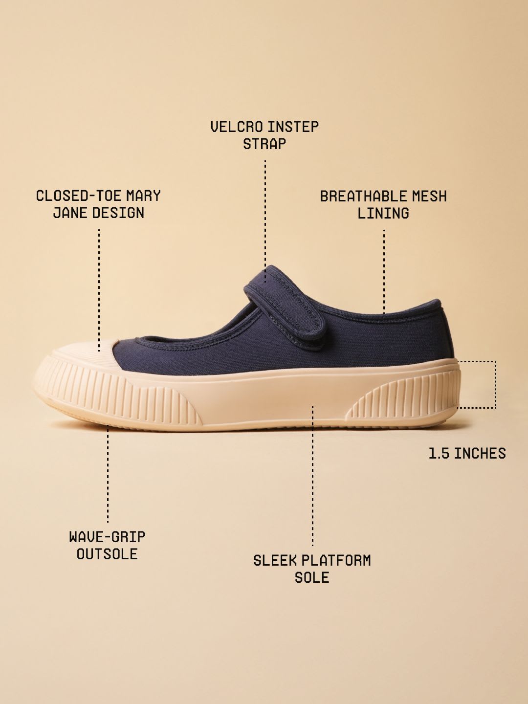 Theater Women Jiro Navy Blue Mary Jane Casual Shoes - back view