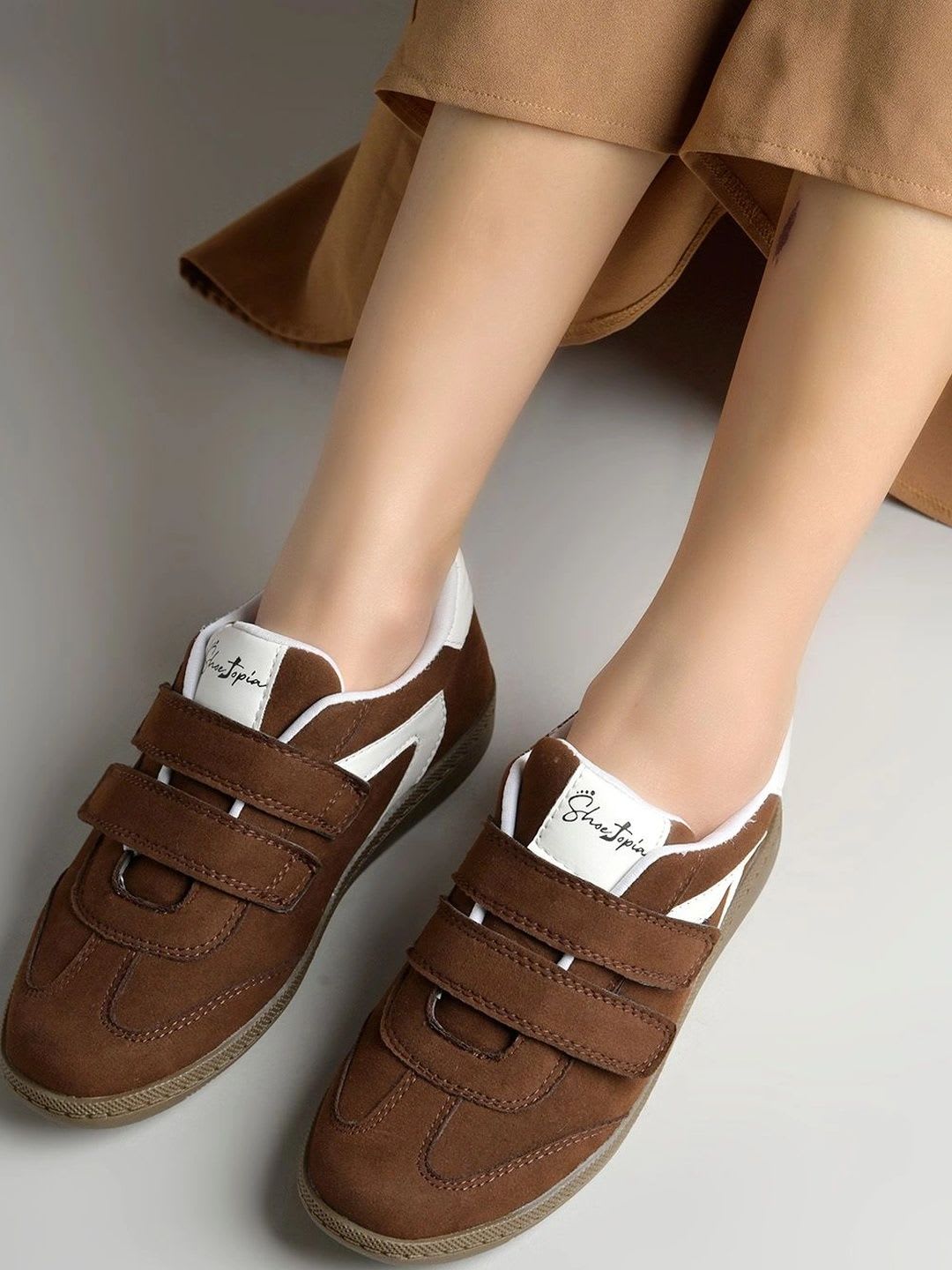 Shoetopia Women Colourblocked Suede Sneakers - default view