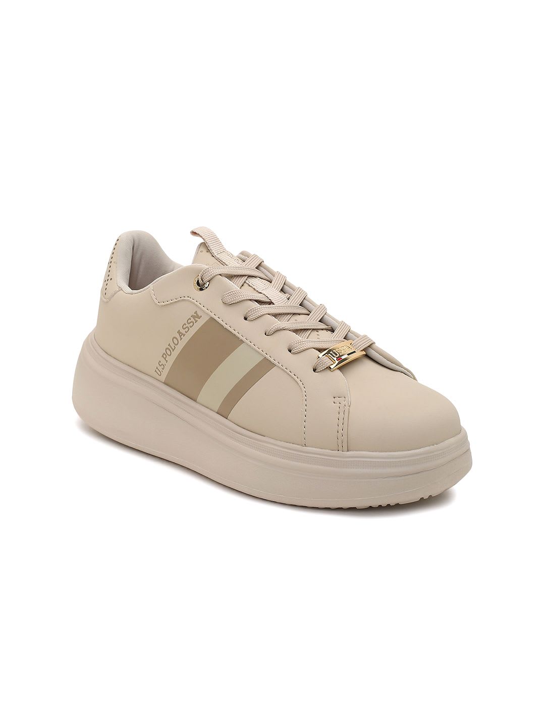 U.S. Polo Assn. Women Clara 3.0 Nude Chunky Sneakers Shoes - back view