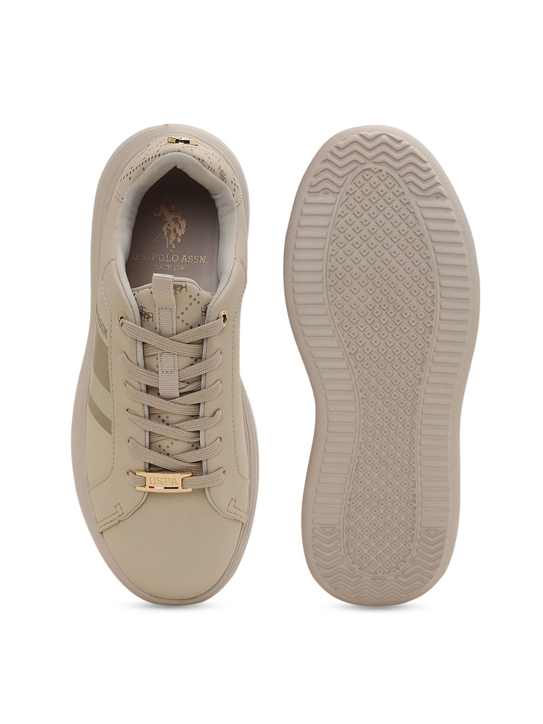 U.S. Polo Assn. Women Clara 3.0 Nude Chunky Sneakers Shoes - left view