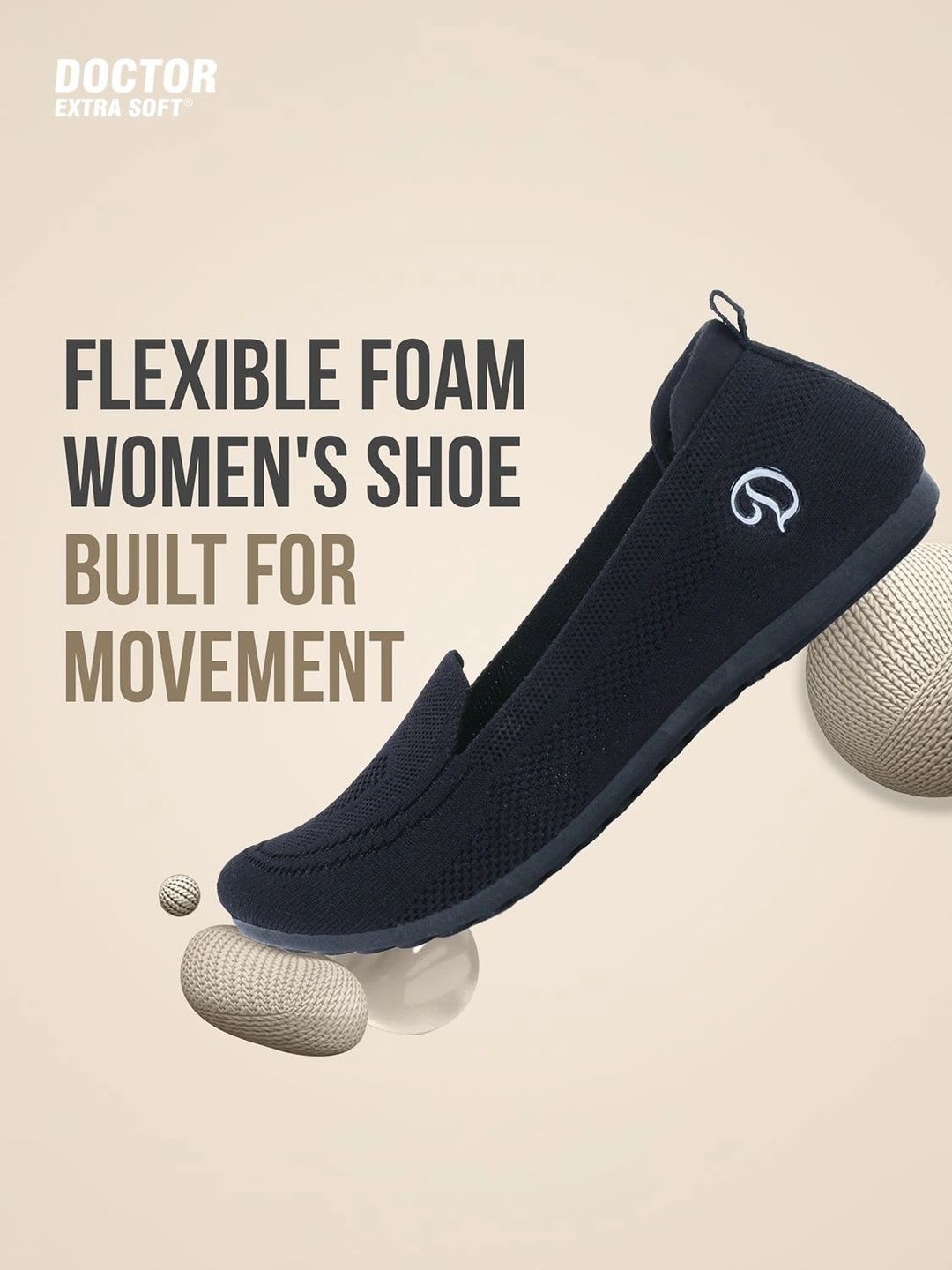DOCTOR EXTRA SOFT Women Textured Lightweight Memory Foam Insole Canvas Slip-On Sneakers - back view