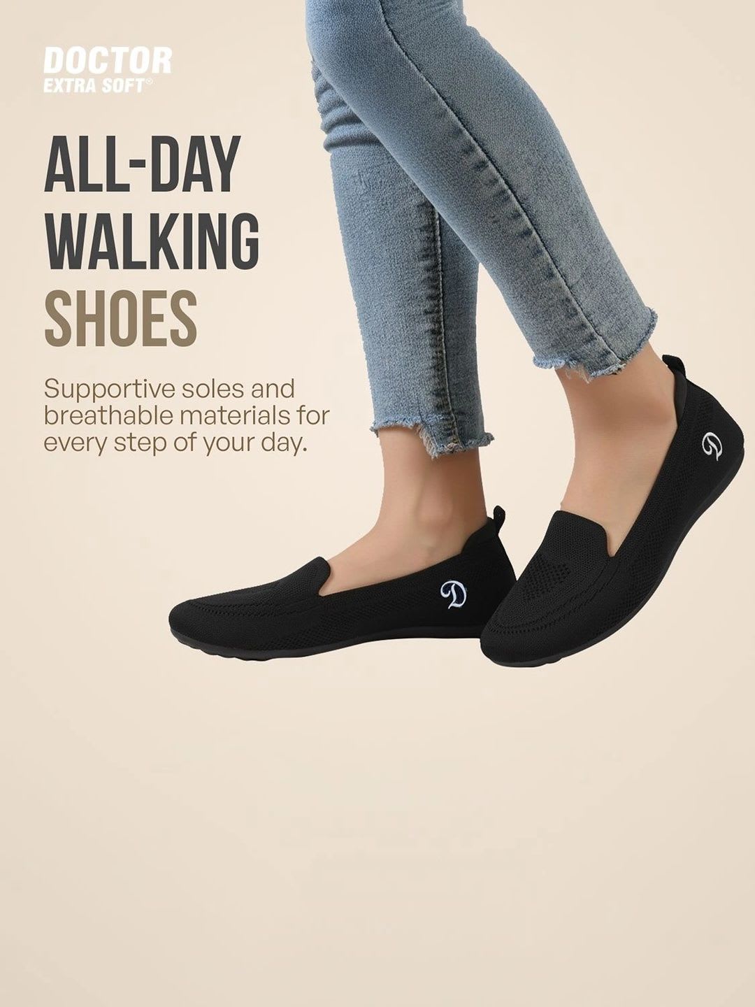 DOCTOR EXTRA SOFT Women Textured Lightweight Memory Foam Insole Canvas Slip-On Sneakers - left view