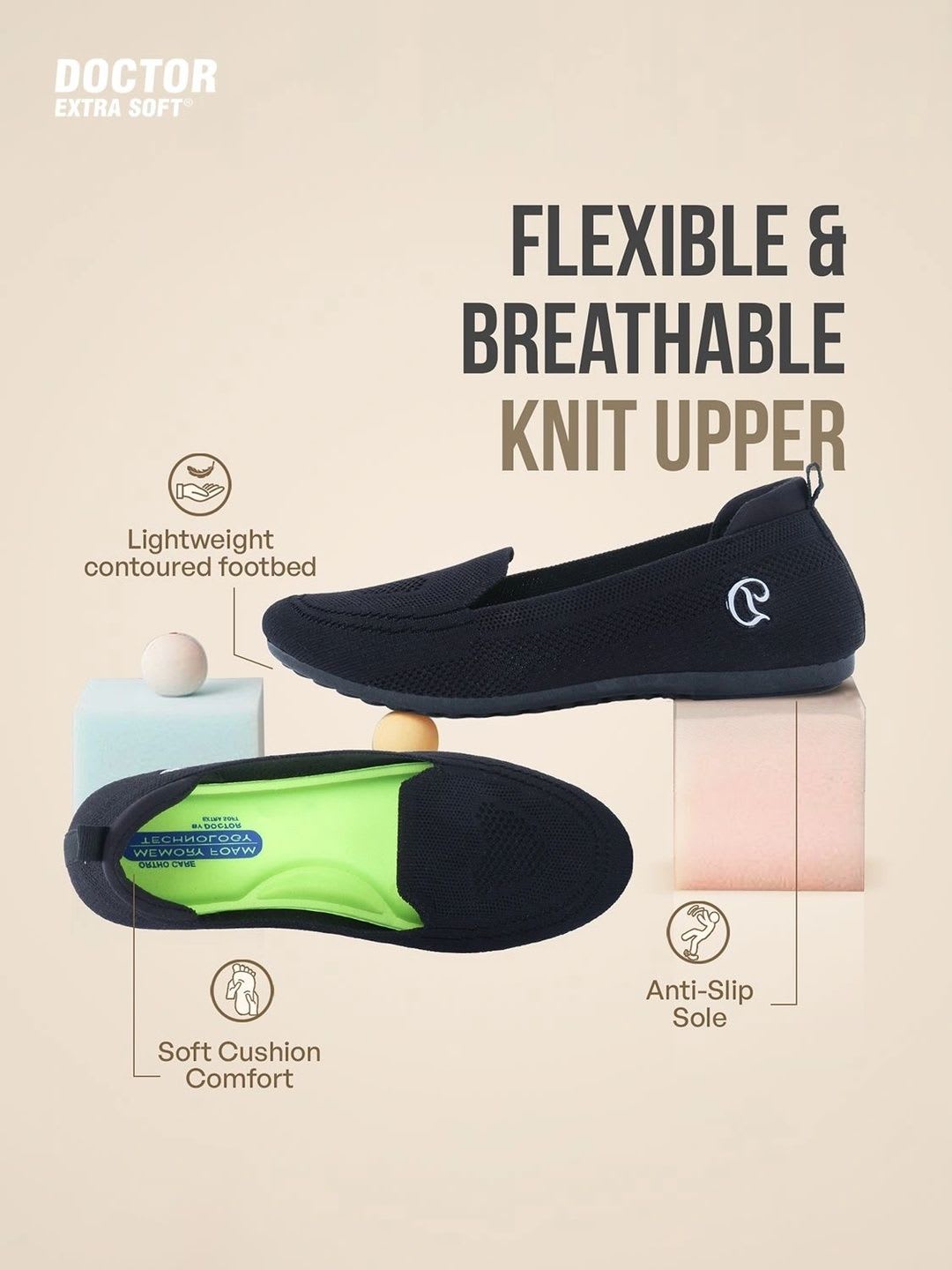 DOCTOR EXTRA SOFT Women Textured Lightweight Memory Foam Insole Canvas Slip-On Sneakers - right view