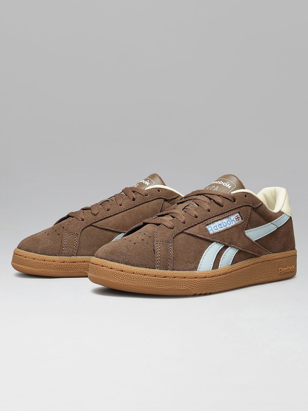 Reebok Women CLUB C GROUNDS UK Striped Suede Sneakers - back view