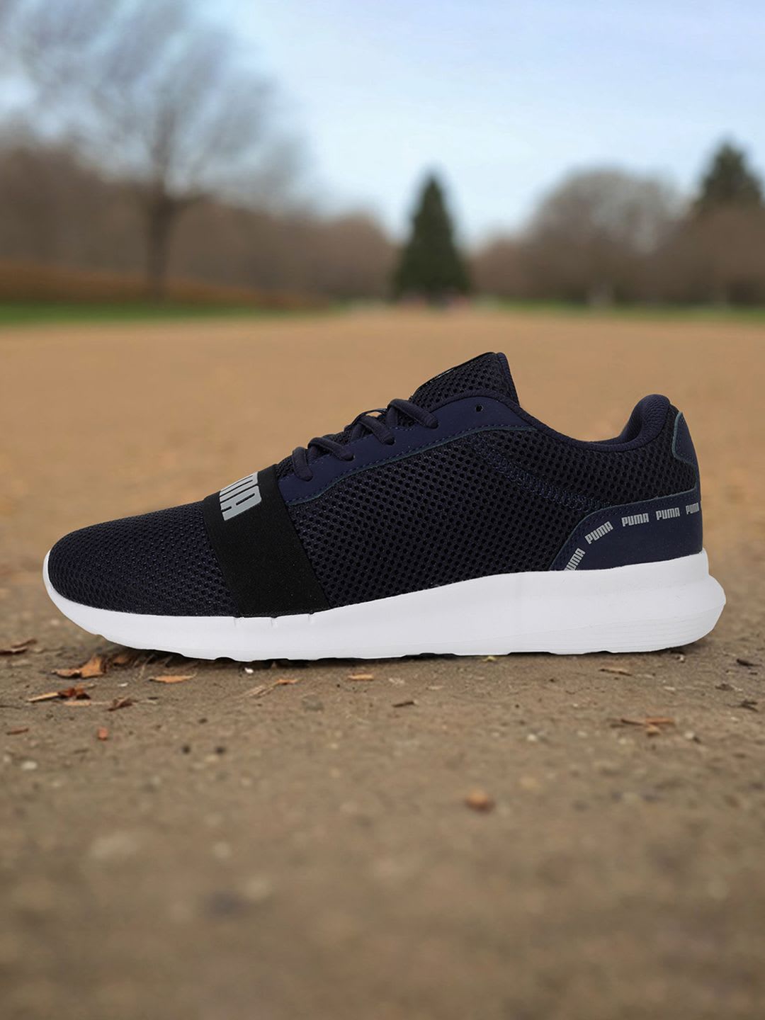 Puma Unisex Navy Blue Urus Brand Logo Print Sneakers - default view