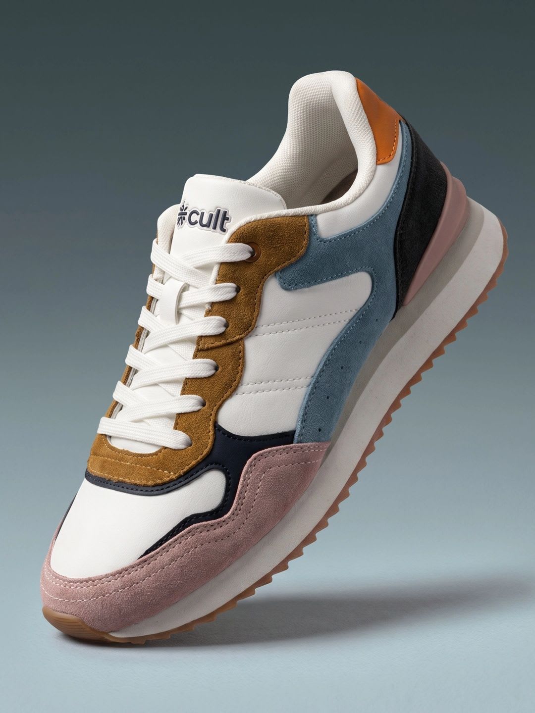 CULT Women White & Slate RetroEdge Sneakers - default view