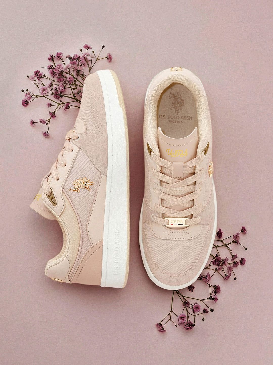 U.S. Polo Assn. Women Della Nude Textured Sneakers Shoes - default view