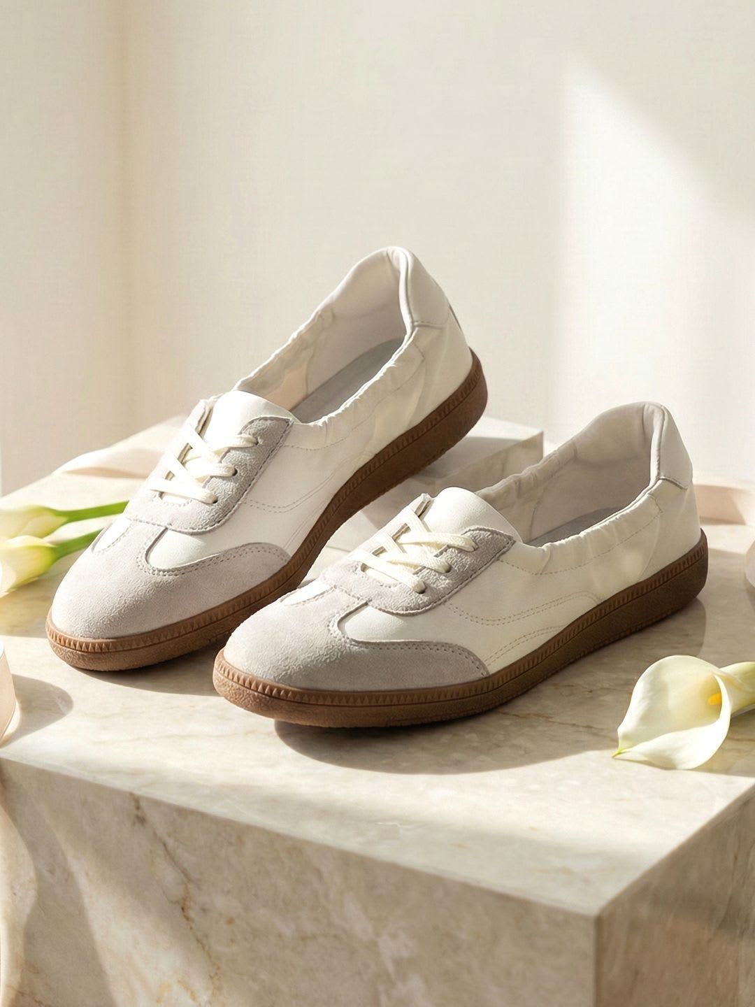 KazarMax Premium Women White PU Lightweight Casual Sneakers with Cushioned Footbed Shoes - default view