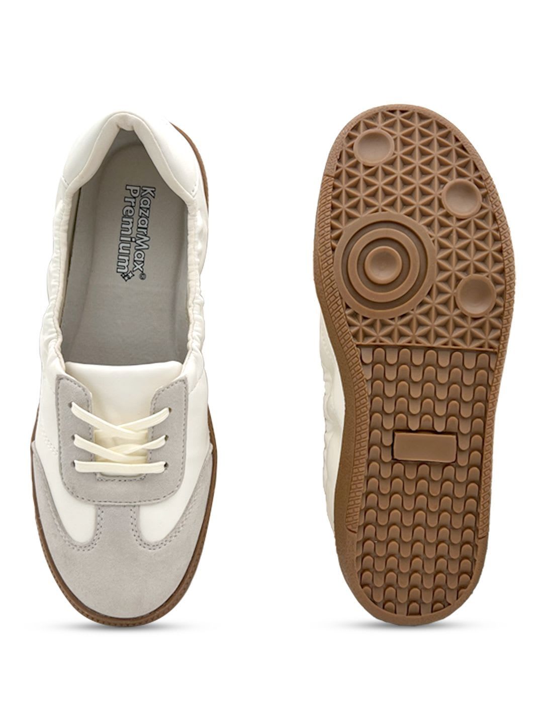 KazarMax Premium Women White PU Lightweight Casual Sneakers with Cushioned Footbed Shoes - back view