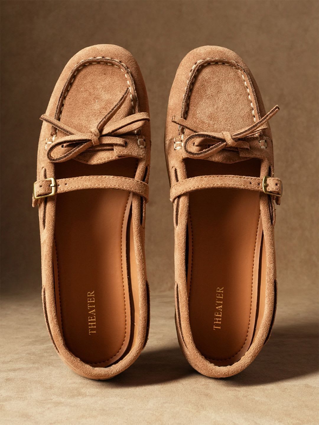 Theater Women Cecilia Tan Workwear Suede Casual Loafers - left view
