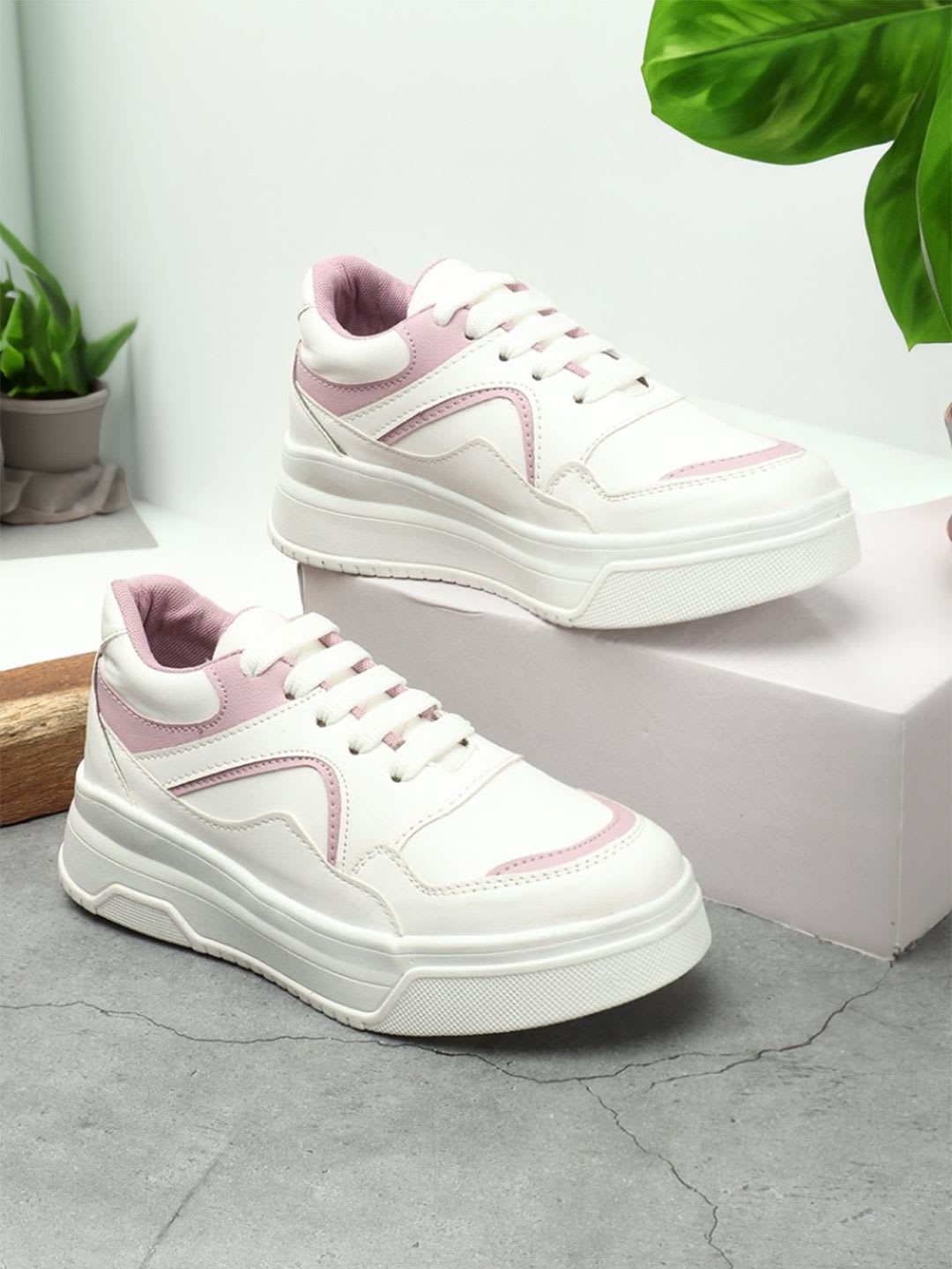 Roadster The Roadster Lifestyle Co. Women White & Lavender Comfort Insole Flatform Sneakers - default view