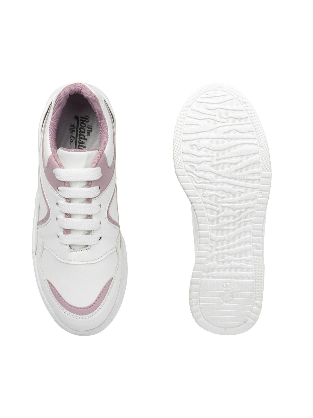 Roadster The Roadster Lifestyle Co. Women White & Lavender Comfort Insole Flatform Sneakers - left view
