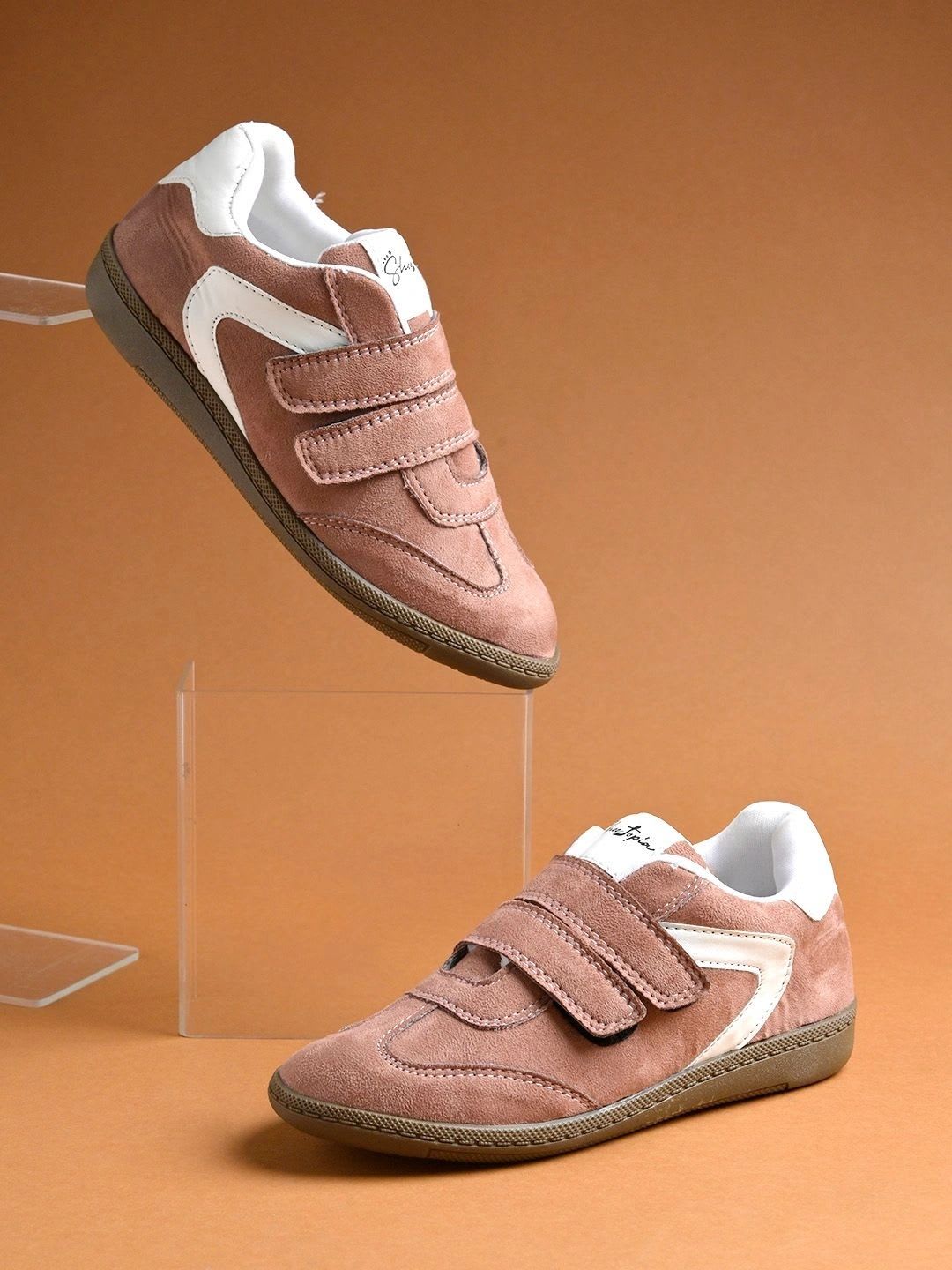 Shoetopia Women Colourblocked Suede Sneakers - default view