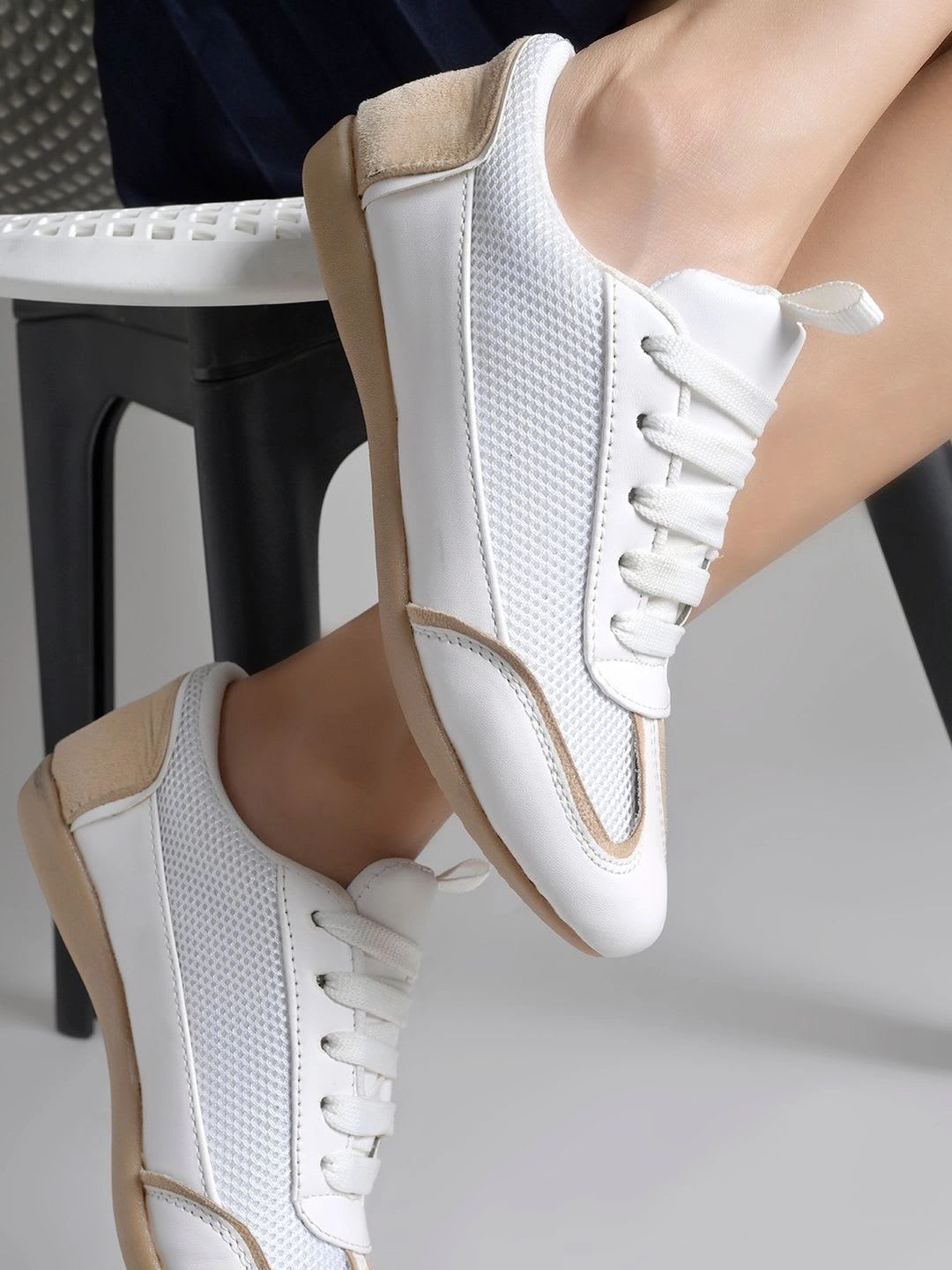 Shoetopia Women Textured Sneakers - back view
